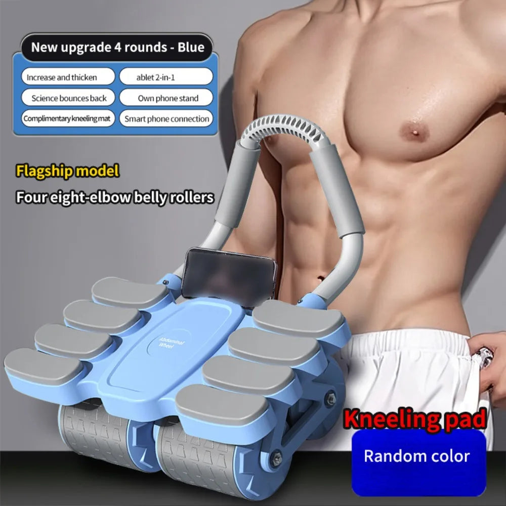 Four-Wheel Abdominal Workout Roller Automatic Rebound Anti-Slip Core Strengthening Trainer Effective Multifunctional