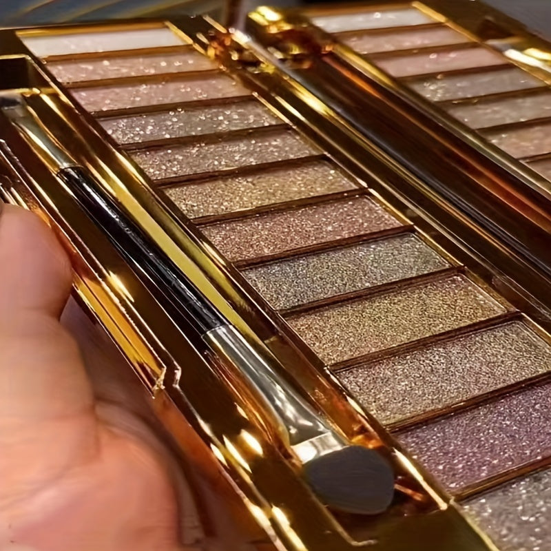 12-Color Luxe Golden Glitter Sparkling Eyeshadow Palette Kit