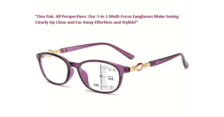 3 In 1 Eyeglasses Pres biopic Retro Multi-focal Reading For Women