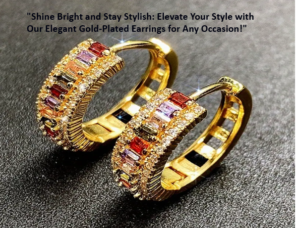 18K Gold Plated Rectangle Cut Topaz Zircon Hoop Earrings for Women