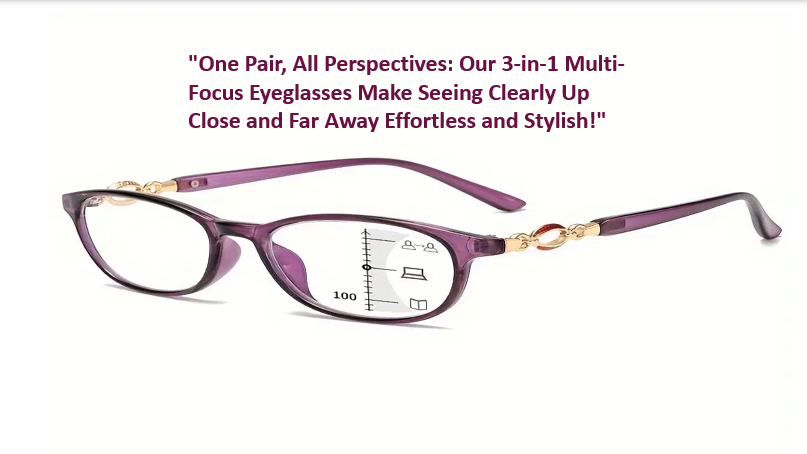 3 In 1 Eyeglasses Pres biopic Retro Multi-focal Reading For Women