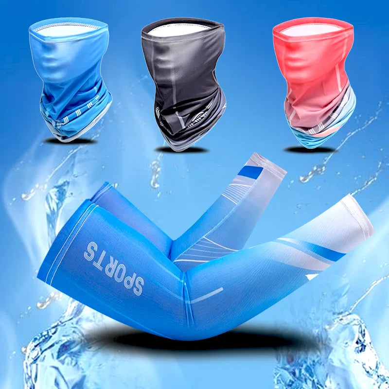 Unisex 3Pcs Ice Silk Arm Sleeves with UV Protection - UpstorePlus