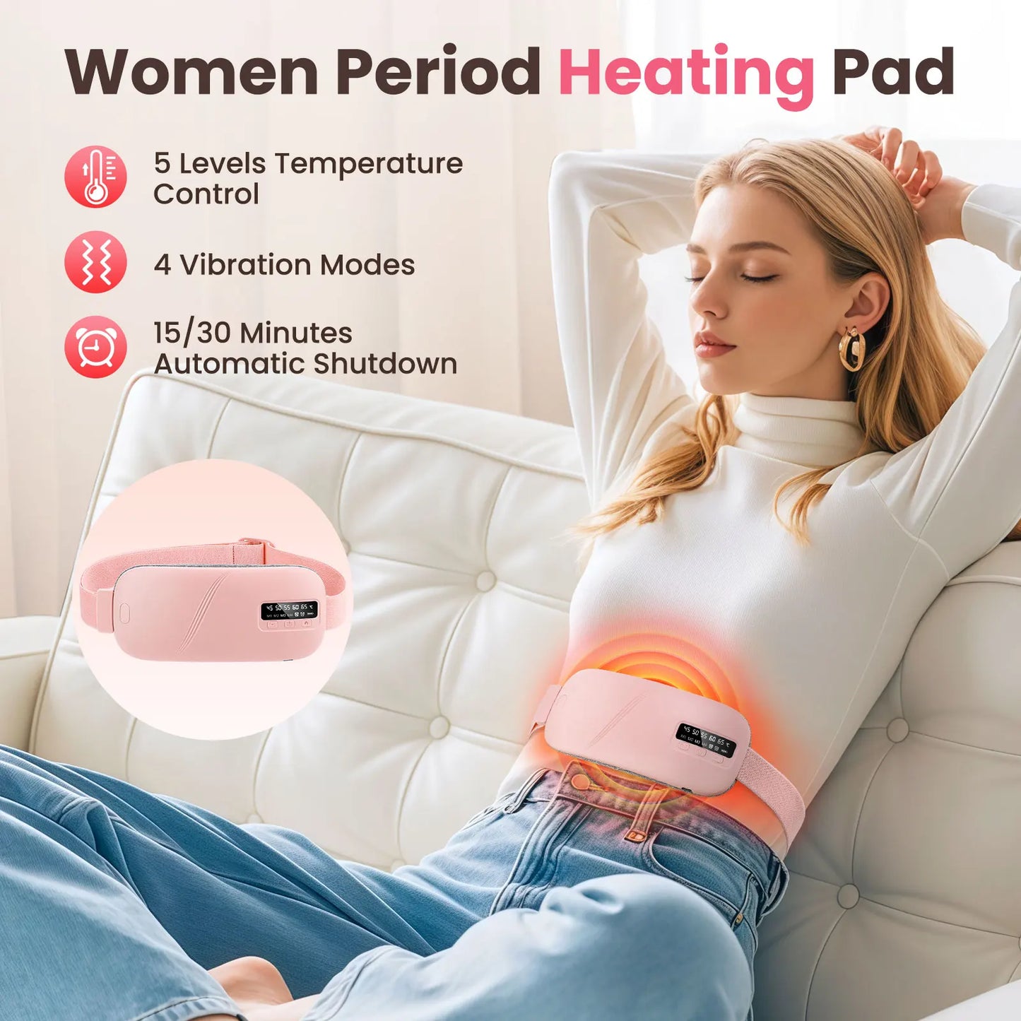 Portable Menstrual Cramp Relief with Abdominal Massage Belt