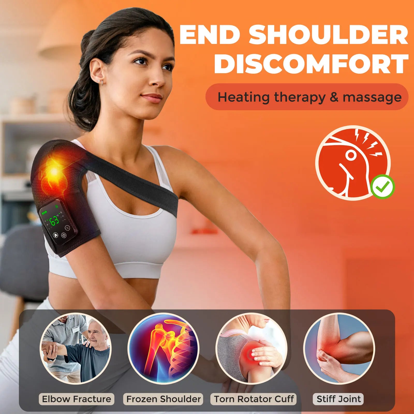 3-in-1 Heating & Massage Wrap for Knees Elbows Shoulder – Pain Relief