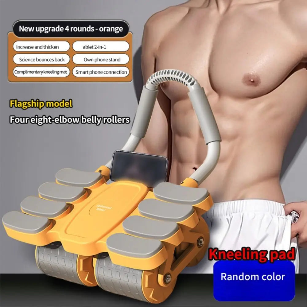 Four-Wheel Abdominal Workout Roller Automatic Rebound Anti-Slip Core Strengthening Trainer Effective Multifunctional