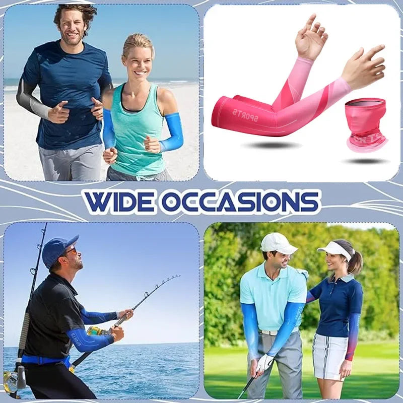 Unisex 3Pcs Ice Silk Arm Sleeves with UV Protection