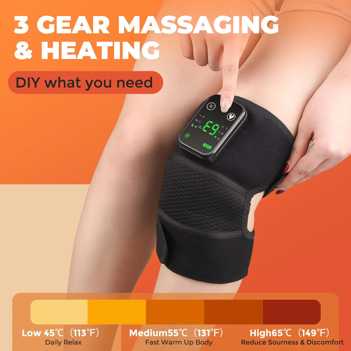 3-in-1 Heating & Massage Wrap for Knees Elbows Shoulder – Pain Relief