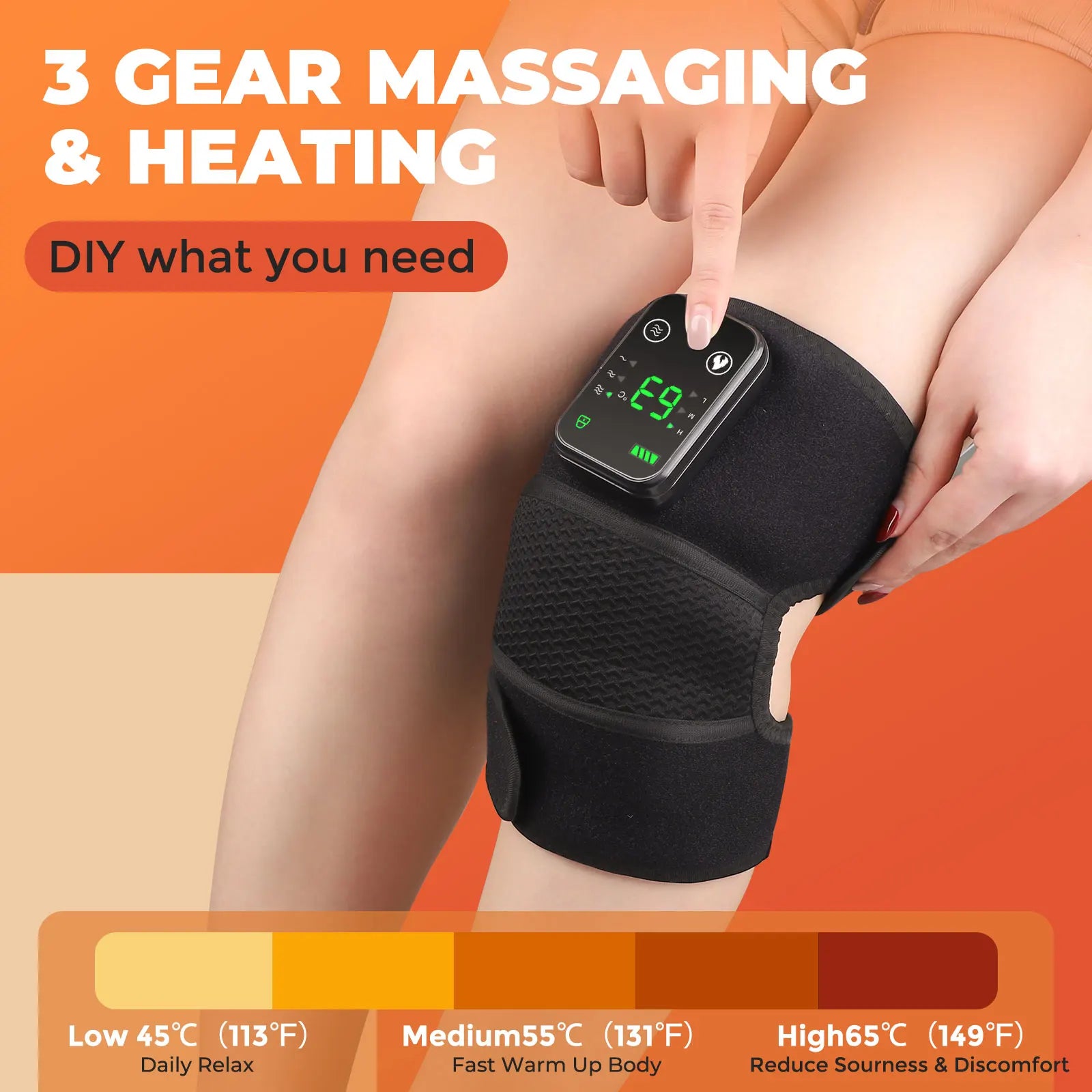 3-in-1 Heating & Massage Wrap for Knees Elbows Shoulder – Pain Relief