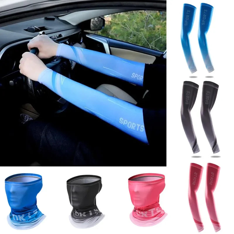 Unisex 3Pcs Ice Silk Arm Sleeves with UV Protection