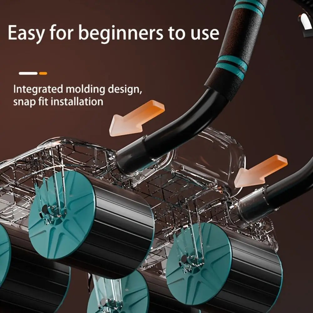 Four-Wheel Abdominal Workout Roller Automatic Rebound Anti-Slip Core Strengthening Trainer Effective Multifunctional