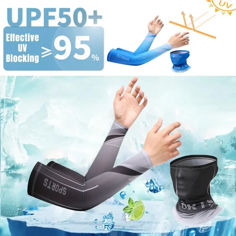 Unisex 3Pcs Ice Silk Arm Sleeves with UV Protection
